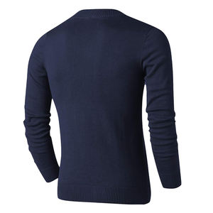 Nouvelles tendances couleur unie col en V tricot à manches longues printemps et automne OEM ODM pull tricoté pour hommes - Product Image 3