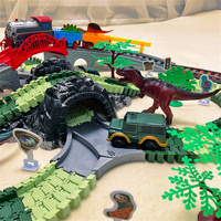 Cadeau pour garçons et filles, assemblage réaliste du monde des dinosaures, course sur route, pont, rampe, ensemble de Train Double, voiture électrique, Rail, jouet