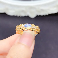 Factory Wholesale Supply Luxury 925 Sterling Silver Gold Plated Natural Opal Ring for Women's Wedding Party Gift