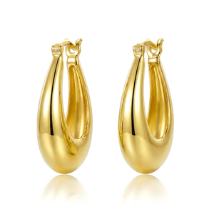 Grandes boucles d'oreilles créoles en <span class=keywords><strong>argent</strong></span> sterling plaqué or, minimalistes et élégantes, bijoux de mariage, prix de gros compétitif - Product Image 1