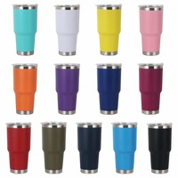 Gobelet de voyage isotherme en acier inoxydable à double paroi, revêtement poudré, 20 oz et 30 oz, avec couvercle, prix de gros