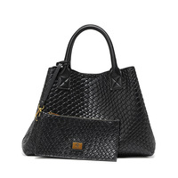 Nouveau Sac à Main en PU Tressé Haut de Gamme Printemps/Été 2026 pour Femme, Grande Capacité, Ensemble de Trois Pièces, Fermeture Magnétique, Simple et Luxueux