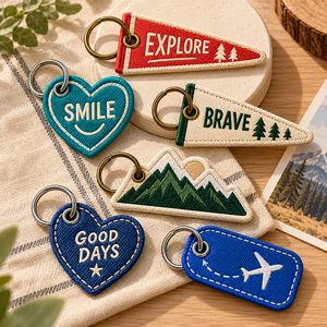 Llavero Bordado Personalizado, Parche de Tela para Viajes al Aire Libre, Anillo para Llaves, Colgante Personalizado para Bolsos, OEM ODM - Product Image 1