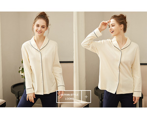 <span class=keywords><strong>Pigiama</strong></span> Elegante da <span class=keywords><strong>Donna</strong></span> in Due Pezzi, <span class=keywords><strong>Cotone</strong></span> <span class=keywords><strong>Interlock</strong></span>, Maniche Lunghe, Abbigliamento per Casa e Relax - Product Image 6