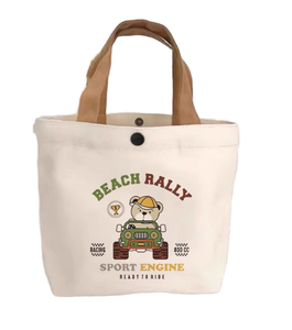 Superevan Custom Logo Eco Friendly Cloth Calico Bag Cotton Canvas <b>Shopping</b> Reusable <b>Small</b> Handbag Button Closure for Children - Product Image 1