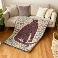 Selimut Rajut Benang dengan Motif Leopard, Hiasan Dinding Modern, Penutup Sofa Vintage Mewah Ringan