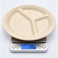 Assiette de service biodégradable jetable écologique Assiette ronde en bagasse robuste en fibre de canne à sucre à 3 compartiments Fêtes