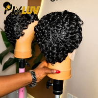 Perruques Courtes Afro Frisées Kinky, 100% Cheveux Humains Brésiliens Bouclés, Perruque Péruvienne Sans Colle - Produits Capillaires en Gros