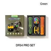 Jam Tangan Pintar DF04 Pro Set dengan Earbud GPS Panggilan Telepon Pelacak Detak Jantung Pelacak Tidur IP68 2 Tali Silikon