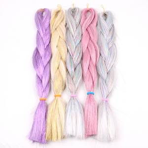 Vendita calda 24 pollici capelli sintetici Jumbo trecce Glitter ninsel tinti estensioni per intrecciare capelli sintetici caldi di lavorazione chimica - Product Image 2