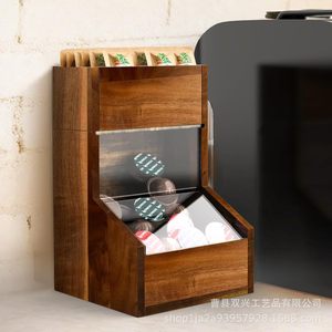 Boîte de rangement en bois pour dosettes de café, double couche, grande capacité, organisateur de bureau pour capsules Nespresso, sachets de thé, dosettes de café - Product Image 3