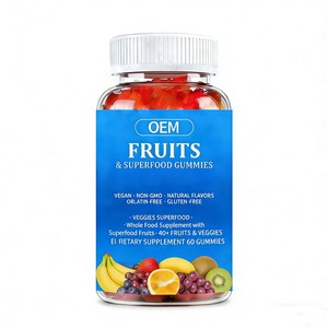 Gummies Probiotiques Biologiques Fruits et Légumes Marque Blanche OEM Sans Sucre Antioxydant Soutien Beauté 40+ Nutriments Superaliment Vert - Product Image 3