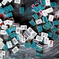 Ensemble de Mahjong de Luxe avec Tuiles en Acrylique à Motifs Teal, Symboles Circulaires en Bambou, Tuiles de Mahjong Américaines pour la Famille