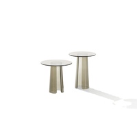 Table basse moderne de luxe légère, design en forme de champignon, table ronde en verre, table de salon