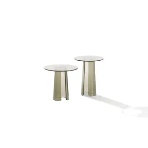现代轻豪华蘑菇造型设计圆形玻璃茶几客厅桌子
