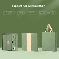 Ensemble de carnet de notes de style bureau en similicuir A5, coffret cadeau, logo personnalisé, clé USB, journal pour cadeaux d'entreprise, souvenirs