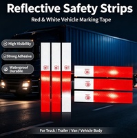 Bandes réfléchissantes rouge-blanc haute visibilité, autocollants d'avertissement imperméables autocollants pour marquage nocturne de camions, remorques et fourgonnettes