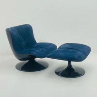 Fauteuil pivotant de salon moderne en cuir et tissu, chaise de relaxation rotative en fibre de verre renforcée