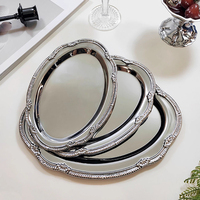 Plateau décoratif ovale de style européen en fer plaqué or et argent, en acier inoxydable 304, pour le thé de l'après-midi, les desserts, les mariages