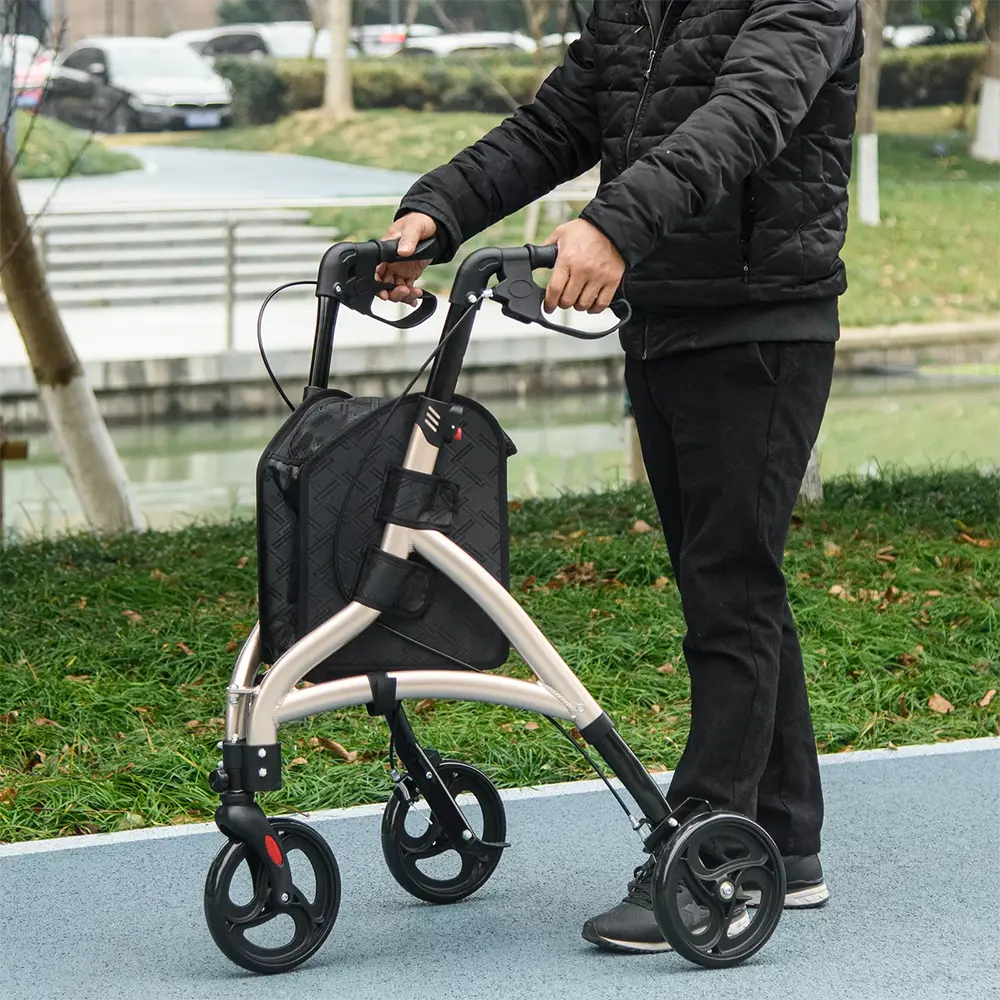 folding elderly aluminum walker for the disabled walker with 3 wheels walker   rollator assist walking rehabilitation