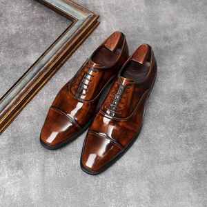 Nuevos Zapatos Formales de Negocios para Hombre, Elegantes, de Cuero, Color Cobre Retro, con Cordones, Antideslizantes y Transpirables para Oficina - Product Image 4