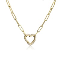 Chaîne trombone micro-incrustée de zircon en forme de cœur, plaquée laiton or 18 carats, universelle pour breloques DIY