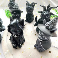 Nouvelle Figurine de chat noir en résine sculptée à la main pour Halloween