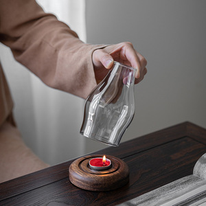 Japanese Style Glass Candlestick Irregular Shape Heat Resistant Reusable Home Decoration <b>Candle</b> <b>Holder</b> - Product Image 1