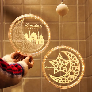 3D Ramadán Kareem Luces Luna y <span class=keywords><strong>Estrella</strong></span> Islam Decoración Hada Ventana Luces Eid Mubarak Motivo Luz Ramadán Musulmán Decoración - Product Image 2