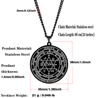 Grand Pentacle de Salomon le Grand Grimoire avec la Grande Clavicule de Salomon Amulette Talisman Pendentif en acier inoxydable Collier