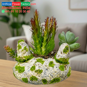 Plante succulente artificielle en forme de spire de désert, pot en pierre, style jardin zen, décoration d'intérieur, centre de table de bureau, idée cadeau XL - Product Image 6