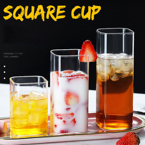 Ventes chaudes 250ml/350ml/450ml Tasses à <span class=keywords><strong>café</strong></span> et à jus/lait en verre borosilicate sans plomb carrées Verres à boire soufflés à la main - Product Image 3