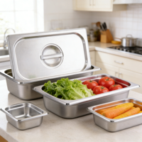 SUNMAX Hôtel Buffet Diverses Tailles En Acier Inoxydable Gn Alimentaire Pan Commercial Restaurant École Cantine Conteneur Alimentaire Service Pan