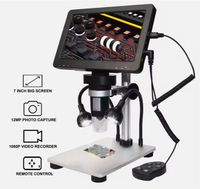 Mikroskop 1200x dengan Layar LCD HD 7 Inci, Mikroskop Elektron Monokuler Digital untuk Perbaikan Ponsel