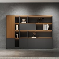 WJG-201X Meuble de classement en bois minimaliste pour bureau avec portes vitrées - Rangement sur pied pour usage commercial