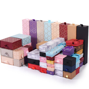 custom logo packaging Cardboard Jewelry Gift Drawing Box Slide Drawer boxes For Ring Stud Earrings Necklace Bracelet