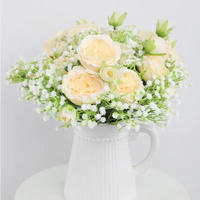 Bouquet de fleurs artificielles en plastique blanc YM Wholesale, petites fausses fleurs de gypsophile pour la décoration de table de mariage