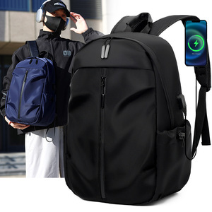 Men's Casual <b>Large</b> Capacity <b>Backpack</b> 14 Inches Laptop Bag Business Travel Student <b>School</b> Bag Solid Color Black Blue Gray - Product Image 1