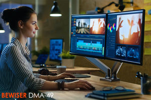 듀얼 모니터 데스크 마운트 듀얼 프로젝터 모니터 스탠드 조정 가능한 듀얼 모니터 암 (BEWISER DMA-49) - Product Image 3