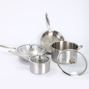 Cổ điển tất cả các mạ thép không gỉ <span class=keywords><strong>Cookware</strong></span> <span class=keywords><strong>Set</strong></span> <span class=keywords><strong>1810</strong></span> Heavy Duty lai không dính chậu và chảo <span class=keywords><strong>Set</strong></span> với Tempered Glass có nắp đậy - Product Image 1