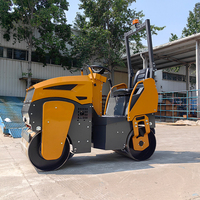 Compacteur routier à double tambour hydraulique entièrement intégré, refroidi par eau, pour asphalte et sol, avec moteur diesel/essence de 1 tonne