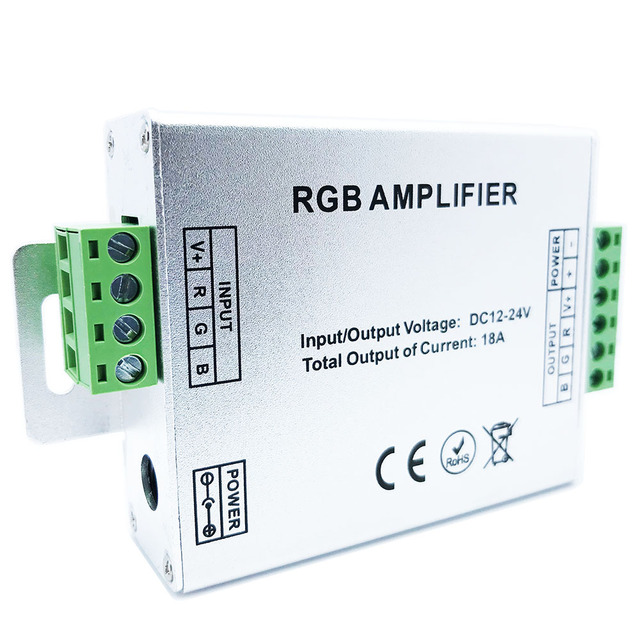 Custom 18A RGB Amplifier 12v 24v 216W Aluminum Case 5050 LED Strip Signal Repeater Power Dimmer Manufactured Custom Manufacturer
