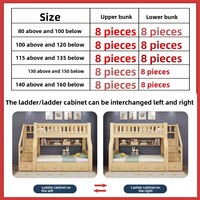Lit superposé double style minimaliste en bois massif pour adultes et enfants, idéal pour dortoir familial