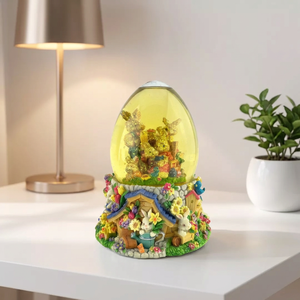 Escultura de Conejo de Resina Personalizada para Pascua, Globo de Nieve <span class=keywords><strong>Musical</strong></span>, Decoración para el Hogar, Estatua de Conejo de Pascua, Decoración Festiva con Brillo Dorado, Globo de Agua - Product Image 1