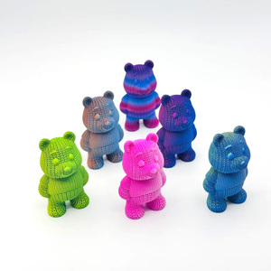 OEM Cool for Pink Llavero de mini oso de peluche impreso en 3D con textura de ganchillo degradada, servicios de fabricación de plástico personalizados de fábrica - Product Image 3