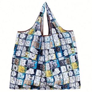 Sacs de courses grande capacité pliables, écologiques, en polyester, avec impression personnalisée, sacs fourre-tout portables - Product Image 4