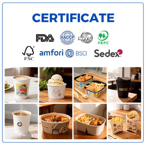 Gobelet en papier à double paroi imperméable biodégradable recyclé personnalisé avec logo imprimé en blanc kraft en gros pour les plats à emporter - Product Image 4