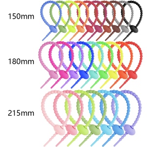 Nouvelle arrivée silicone cravate lanière réutilisable haute qualité lanière porte-clés coloré attaches de câble - Product Image 5