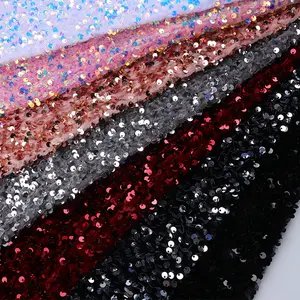 Hot sales new arrivals sequins velvet laces fabric for wedding events evening dress