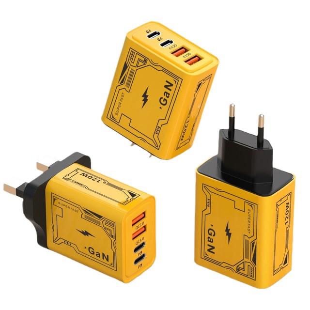 120W Dual USB Type C Wall Charger 4-Port QC3.0 PD USB C Fast Charging Power Adapter Mobile Phones Charger OTP OVP Protection